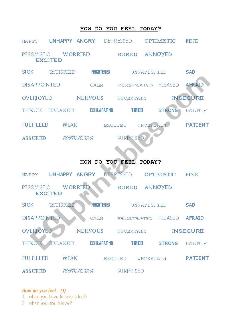 How are you? worksheet