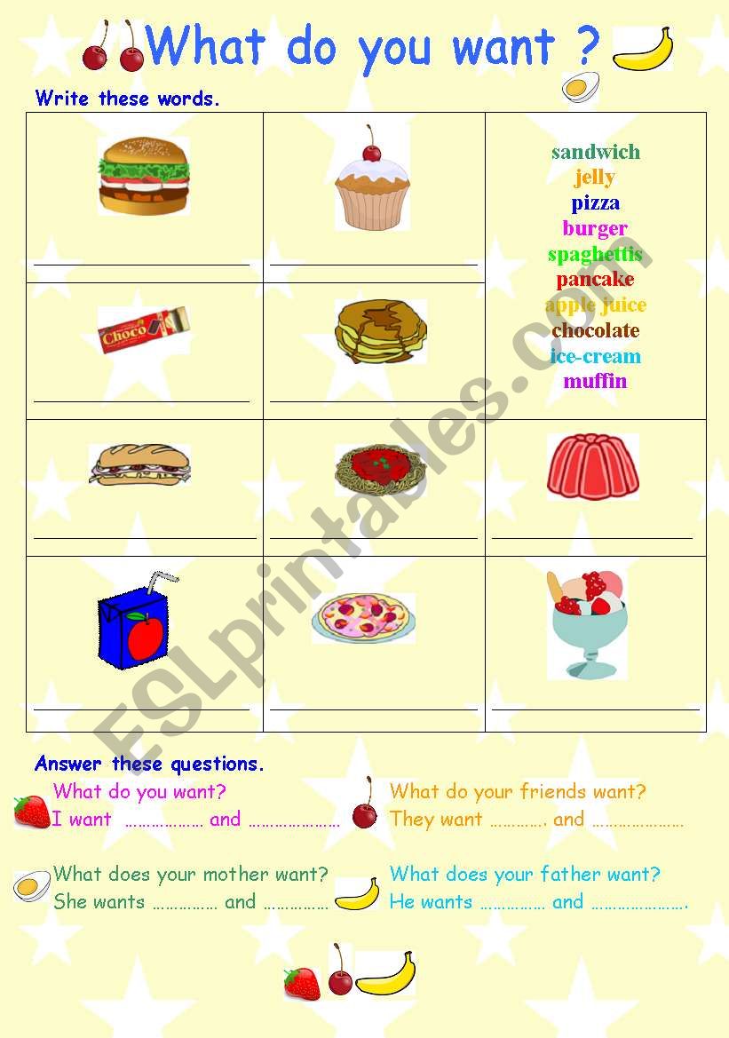 food & drink worksheet