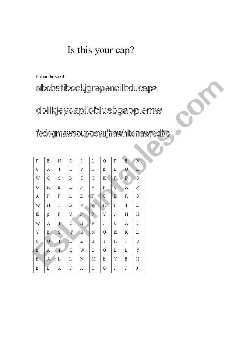 Is this your cap? worksheet
