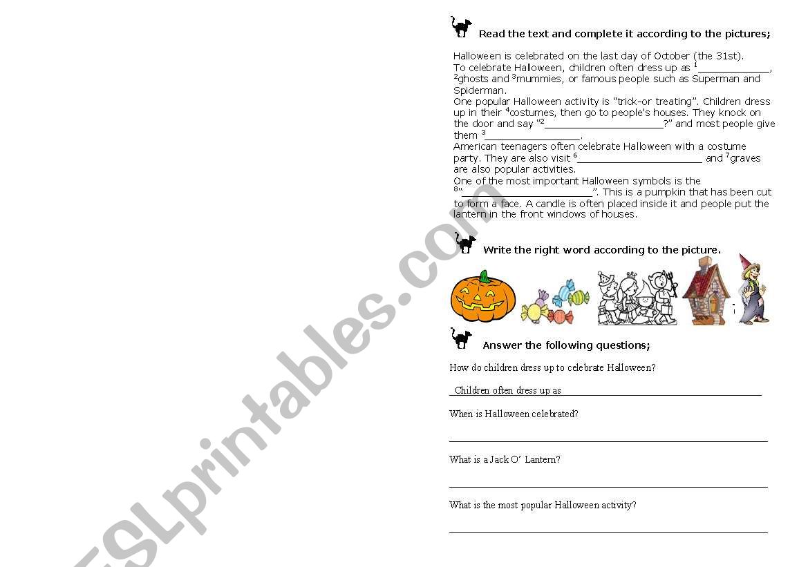 halloween worksheet