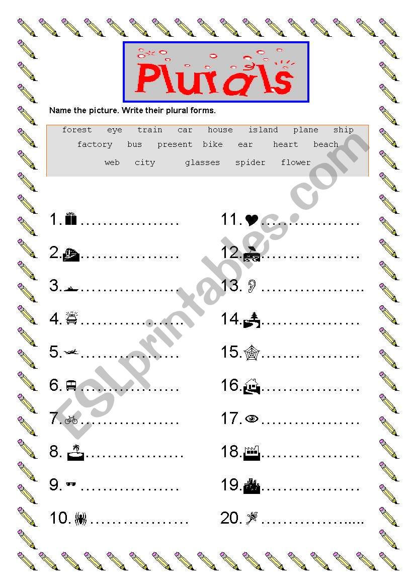 Plurals worksheet