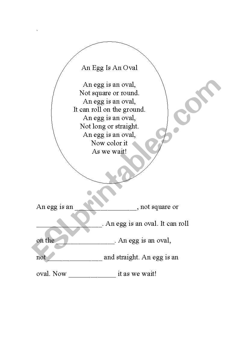 An Egg is Oval worksheet