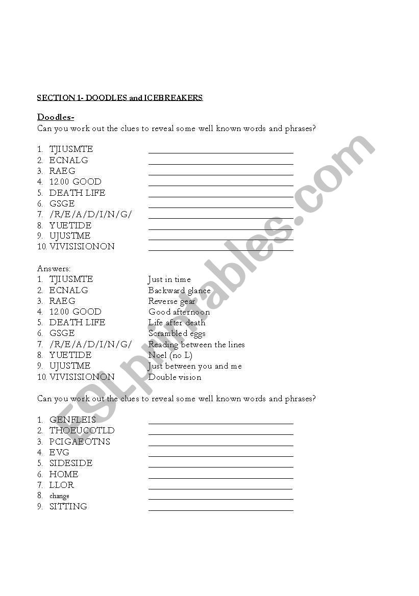 icebreakers worksheet