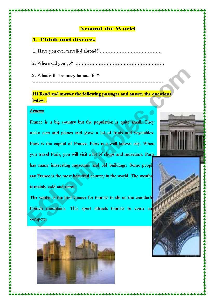 Around the world worksheet