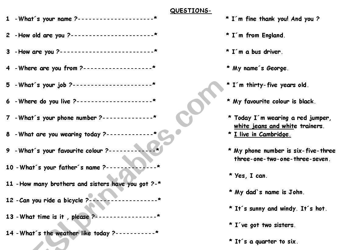 ESSENTIAL QUESTIONS worksheet