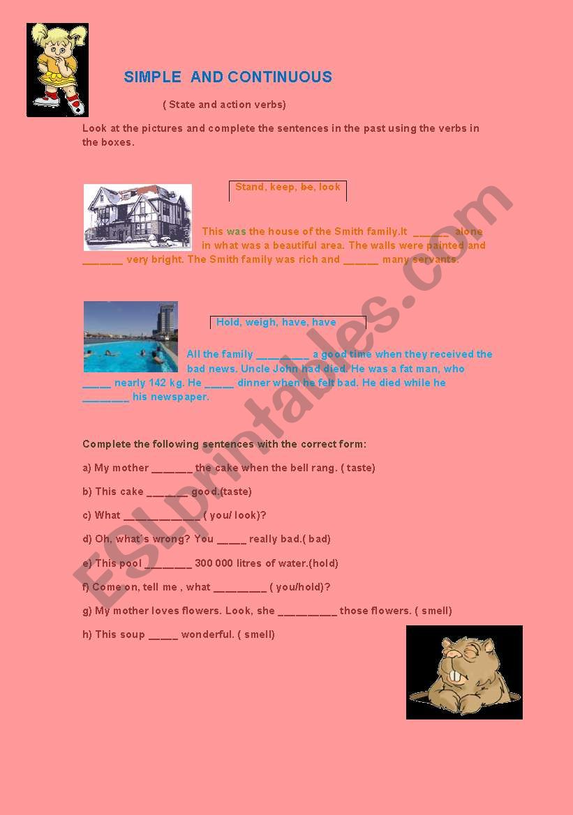 present simple and contiunous worksheet