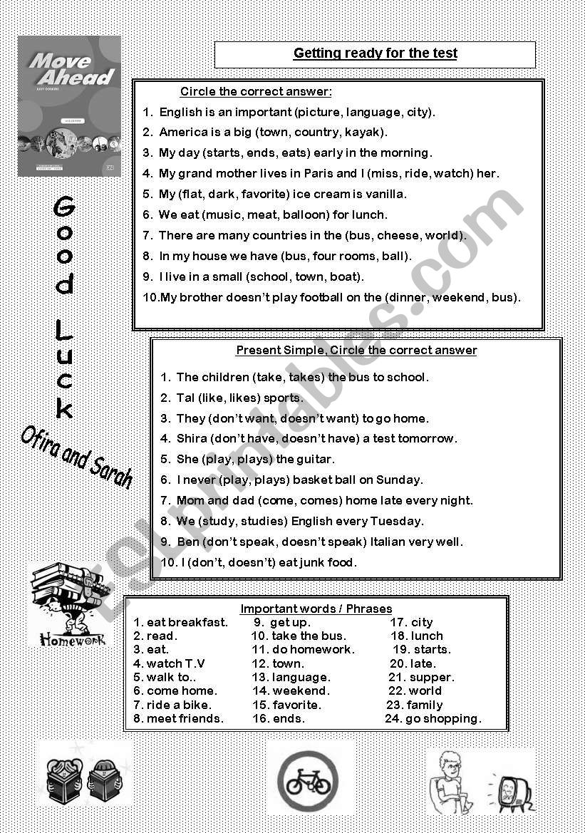 vocabulary and present simple worksheet