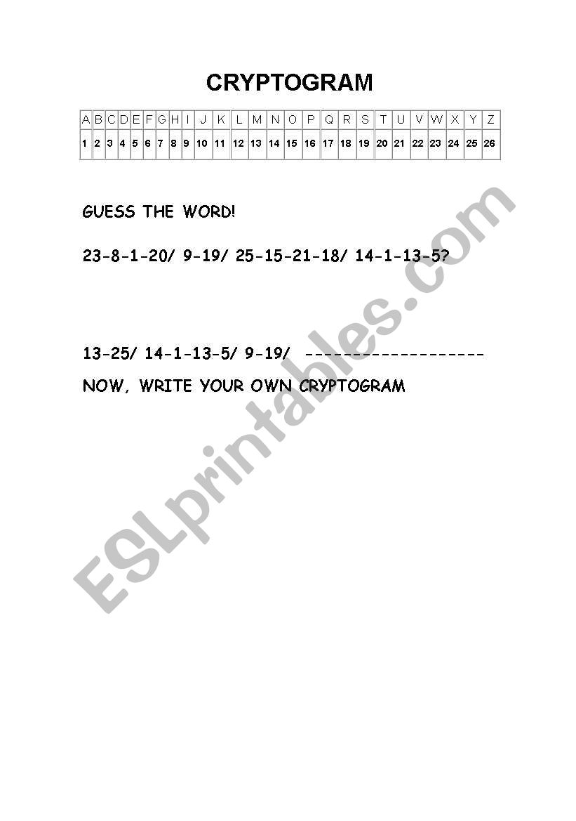 cryptogram worksheet