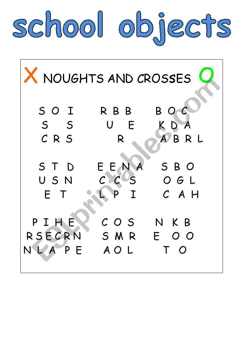 school objects worksheet