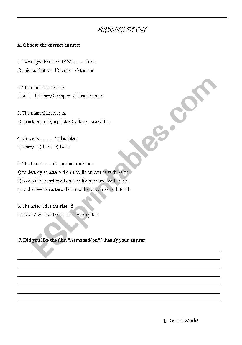 movie  worksheet