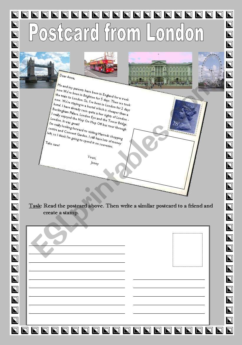 Postcard from London worksheet