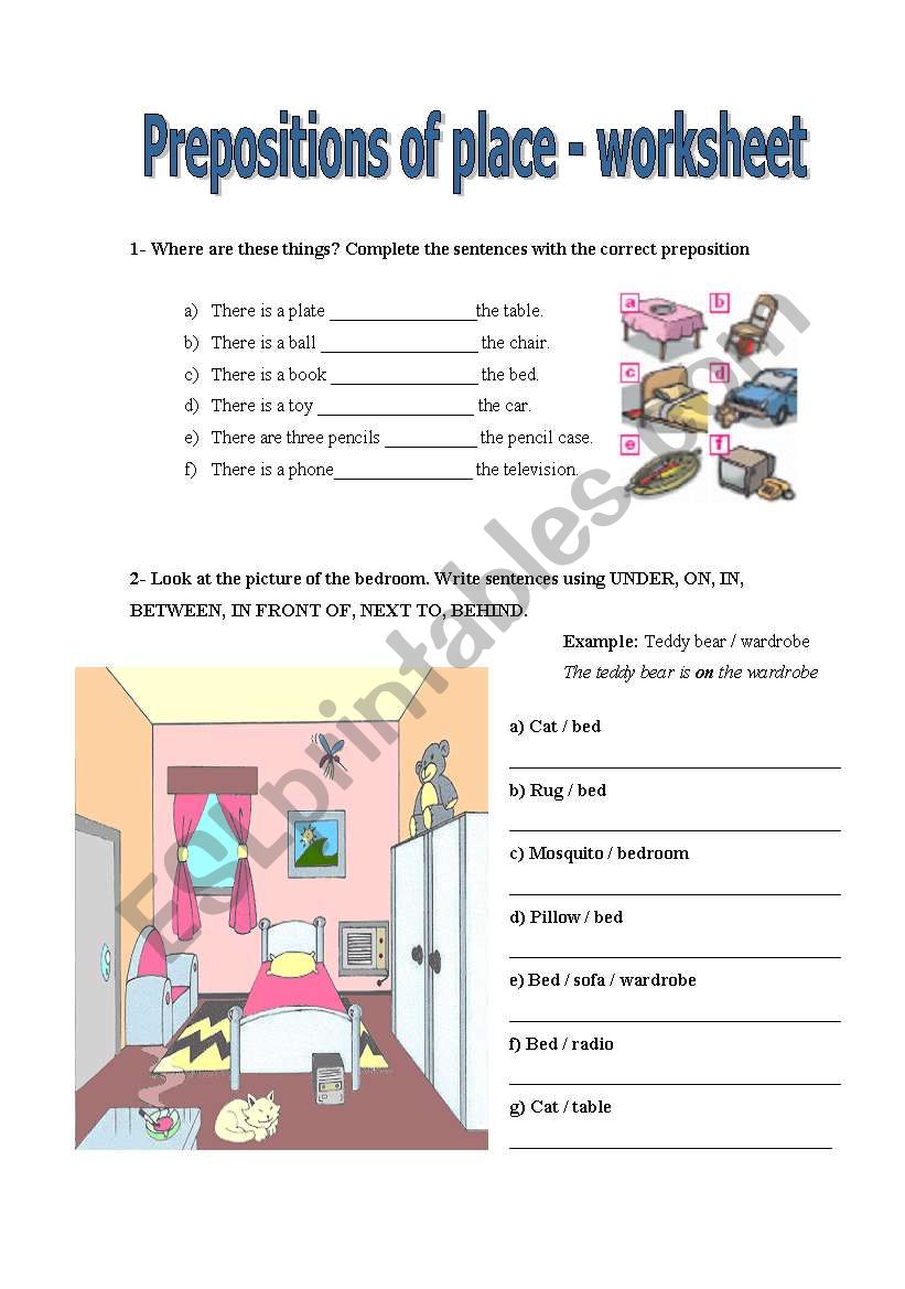 Prepositions of place worksheet