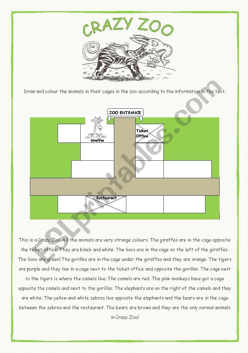 crazy zoo worksheet