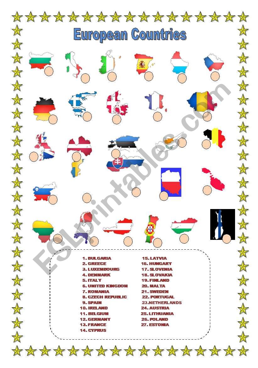 European Countries MATCH!!! worksheet