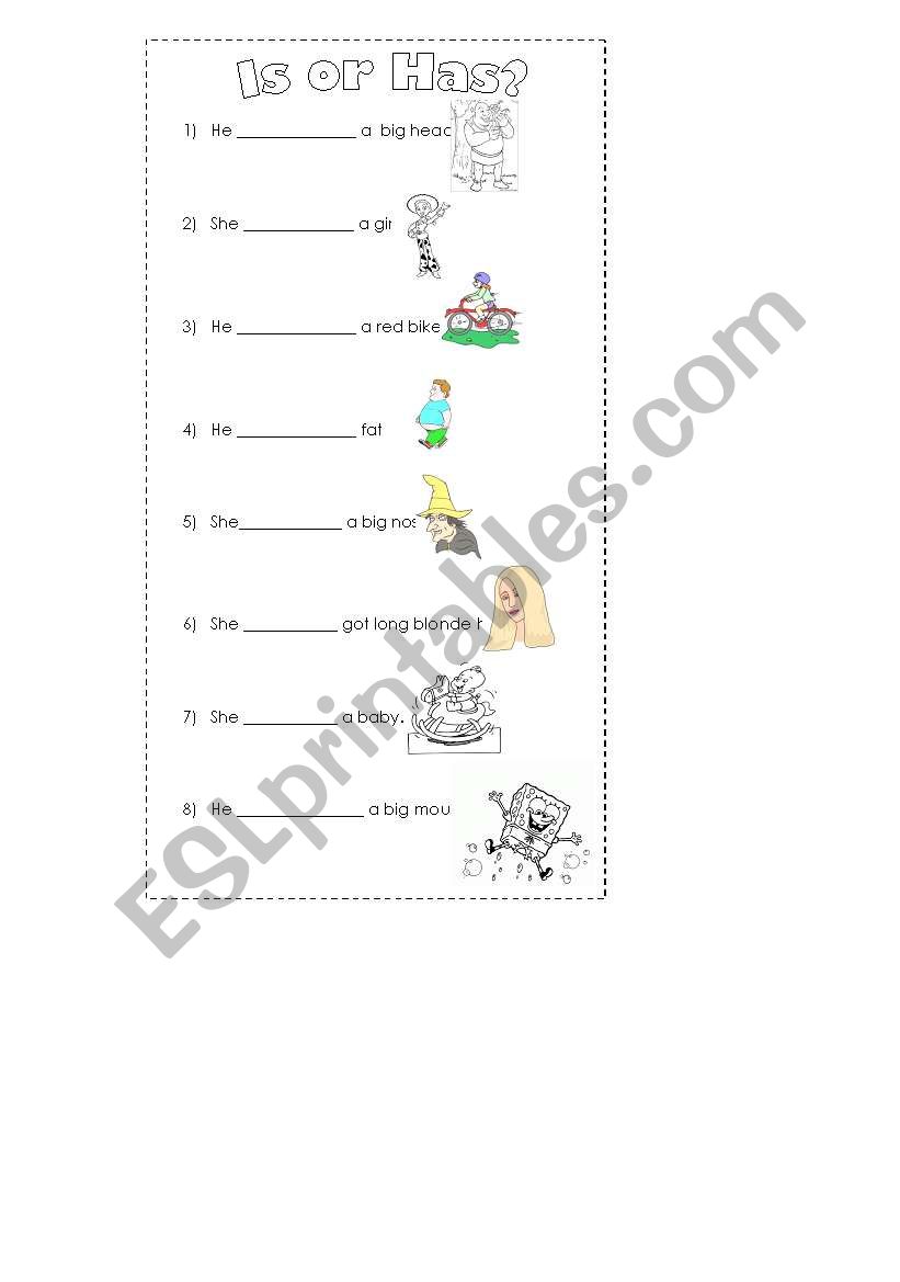 Is or Has? worksheet