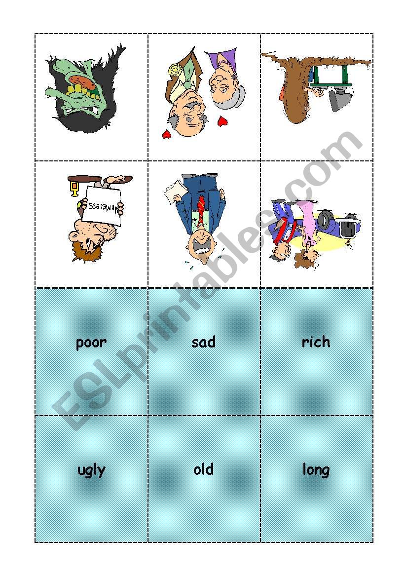 BINGO ADJECTIVES student cards 1/7