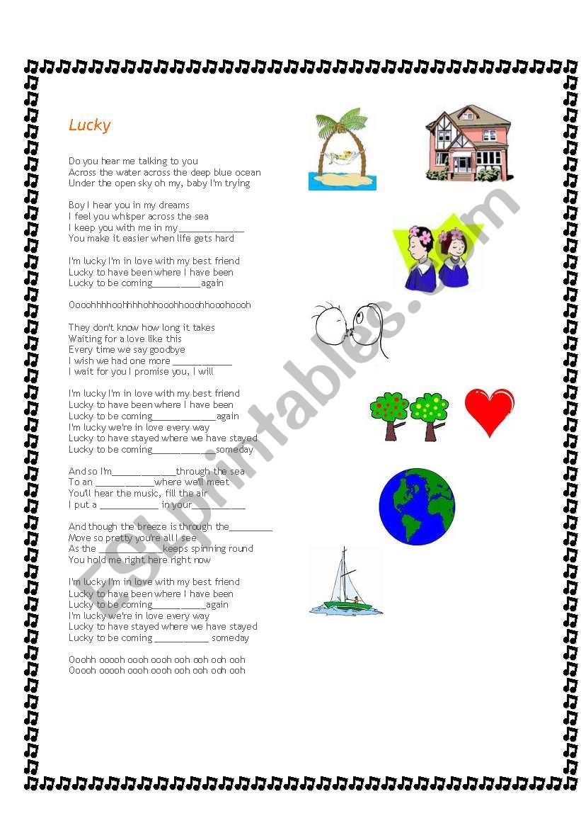 LUCKY_ Jason Mraz worksheet