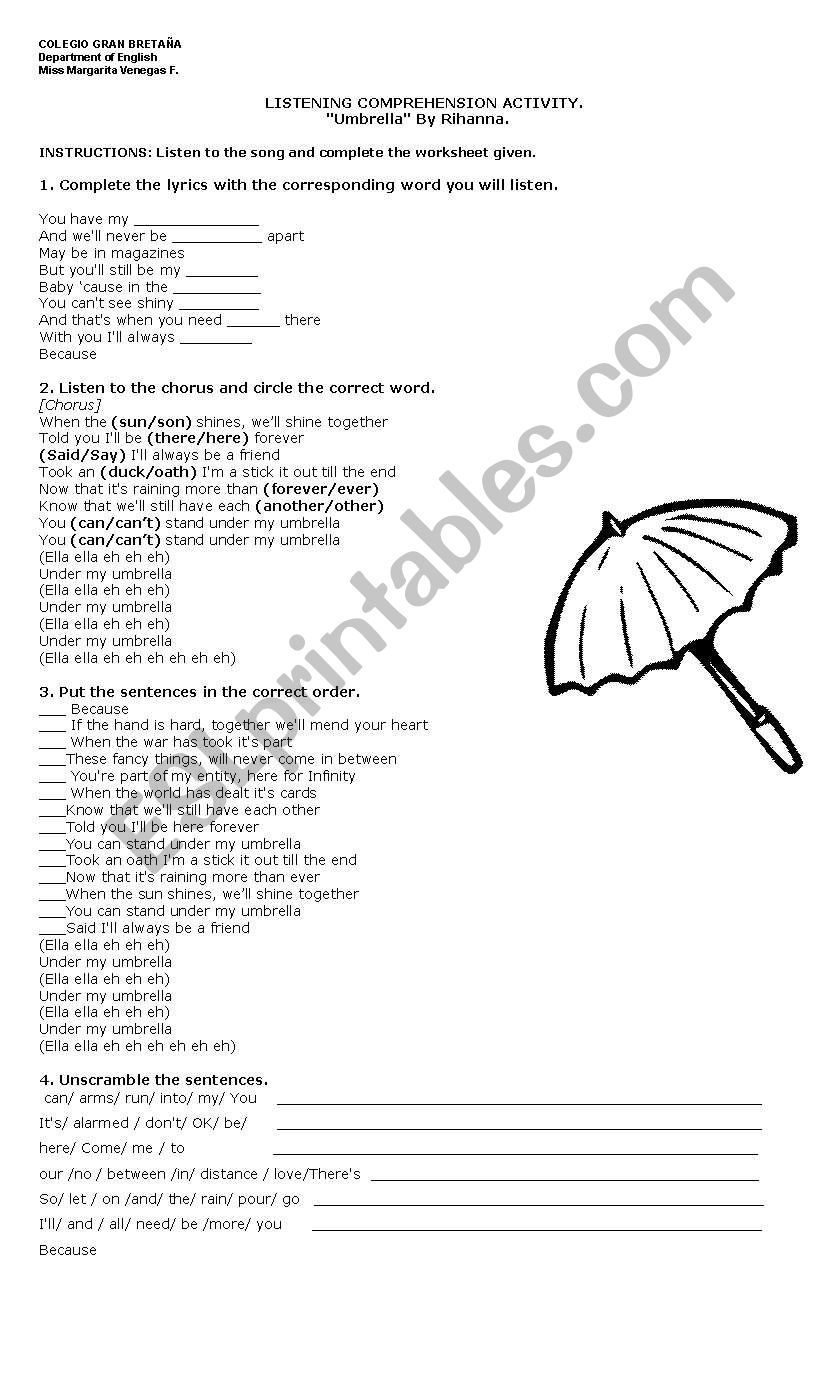 umbrella rihanna listening activity