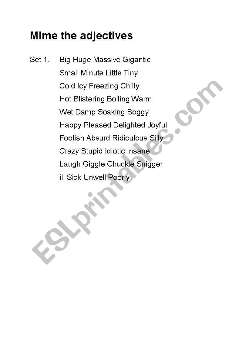 adjectives worksheet
