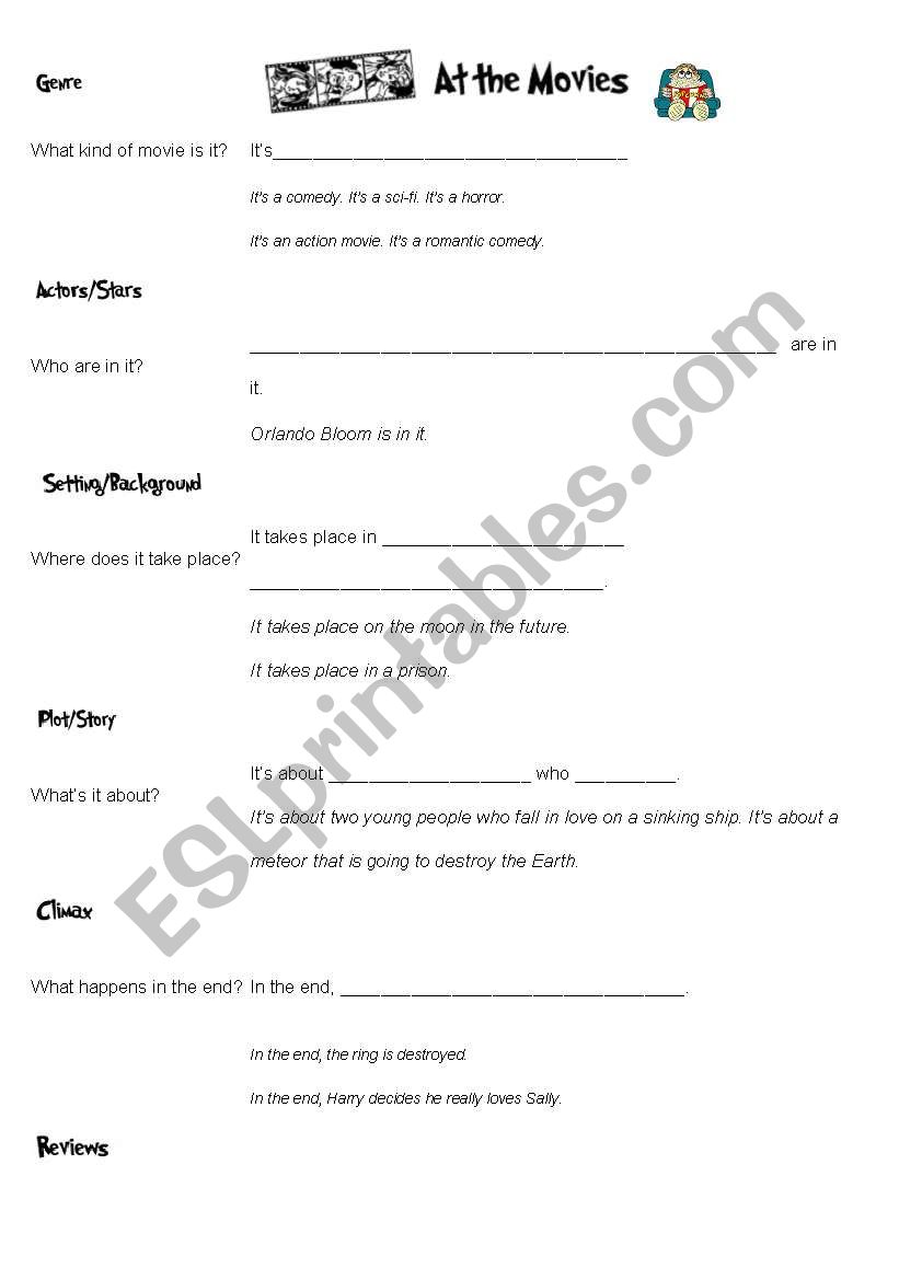 After watching movies worksheet