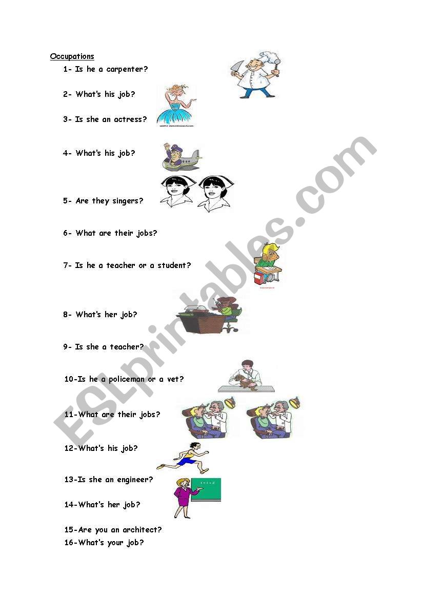 occupations worksheet