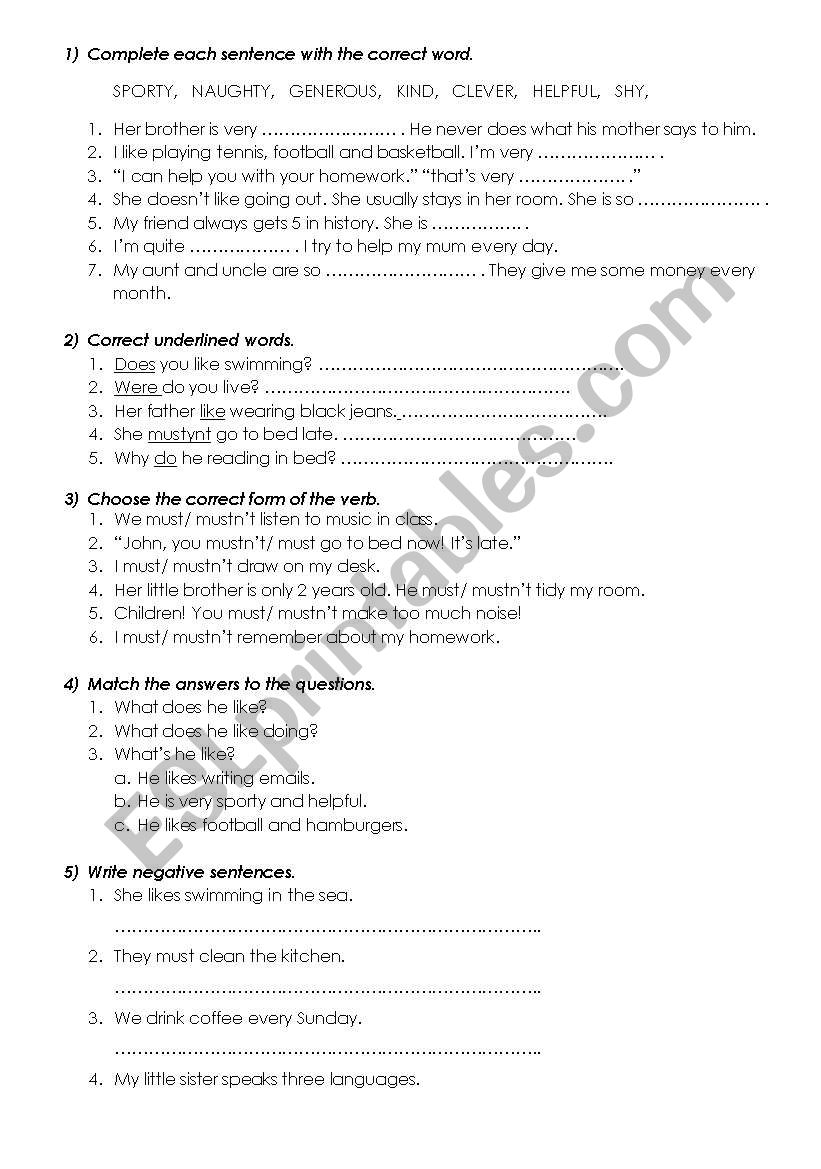 test TEMPO 2 worksheet