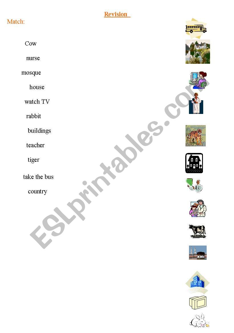 matching words with pictures worksheet