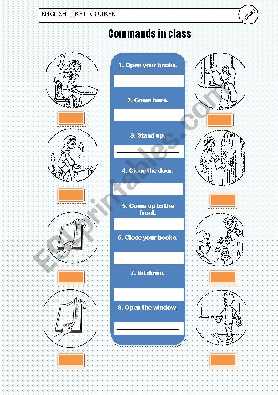 Commands in class worksheet