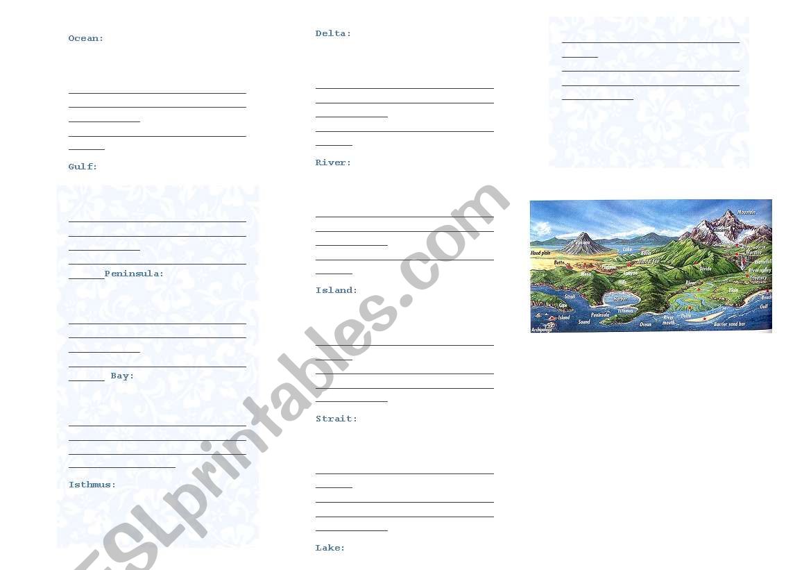 Landforms worksheet