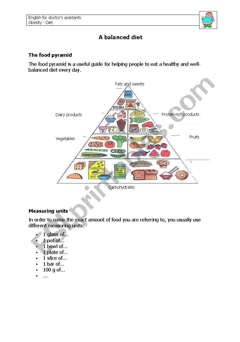 A balanced diet worksheet