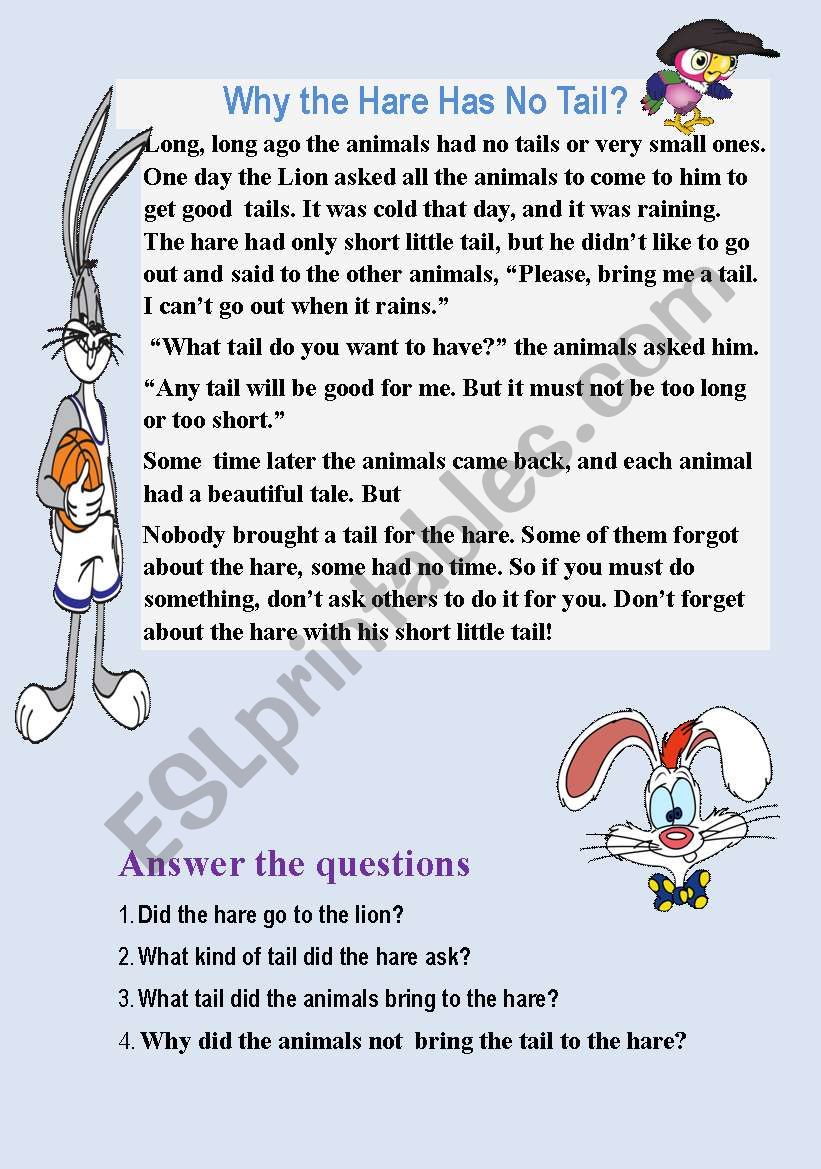Why the Hare Has No Tail? worksheet