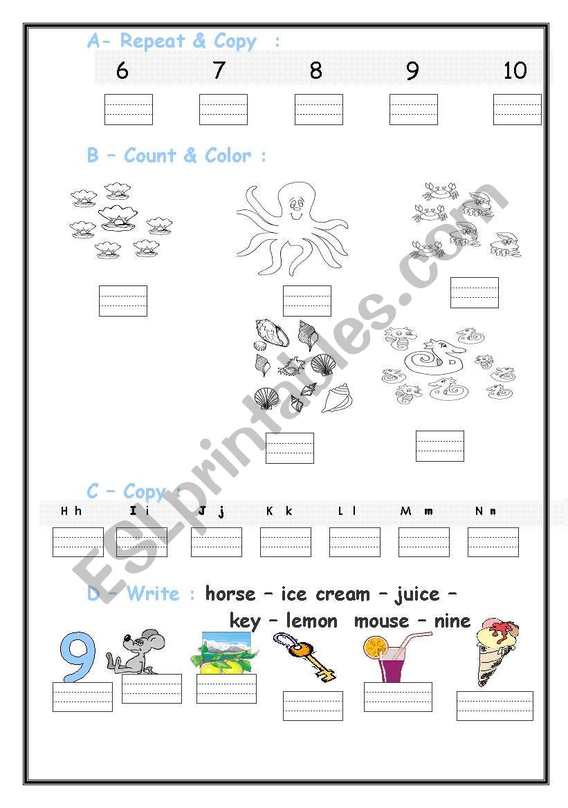 numbers worksheet