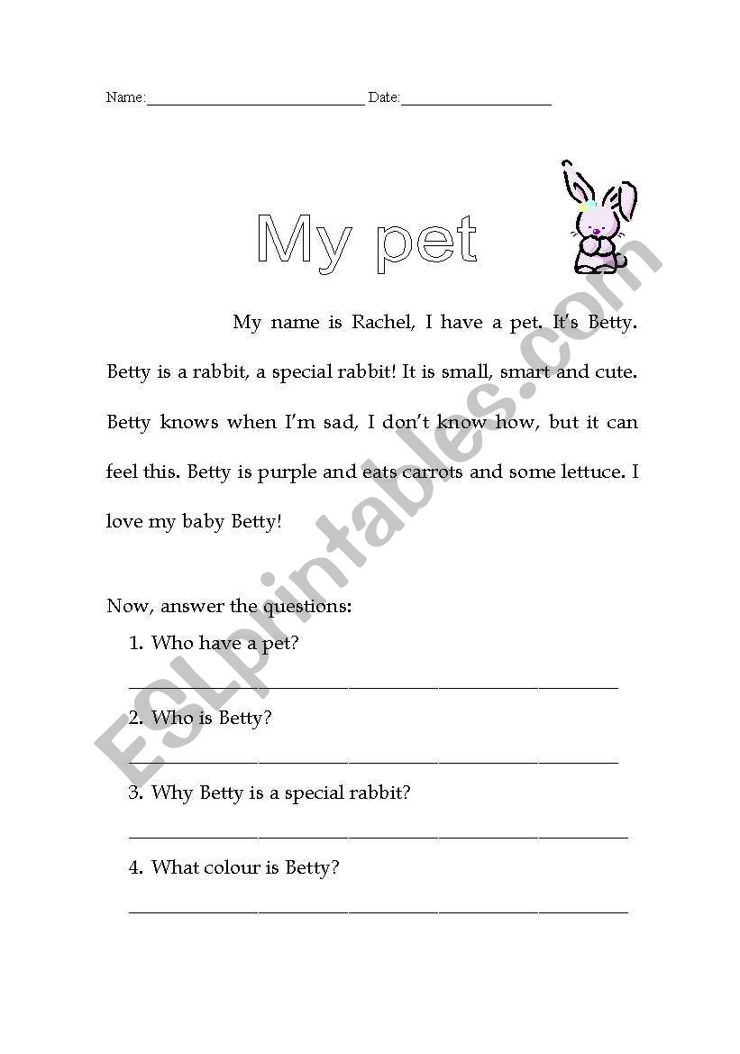 My pet worksheet