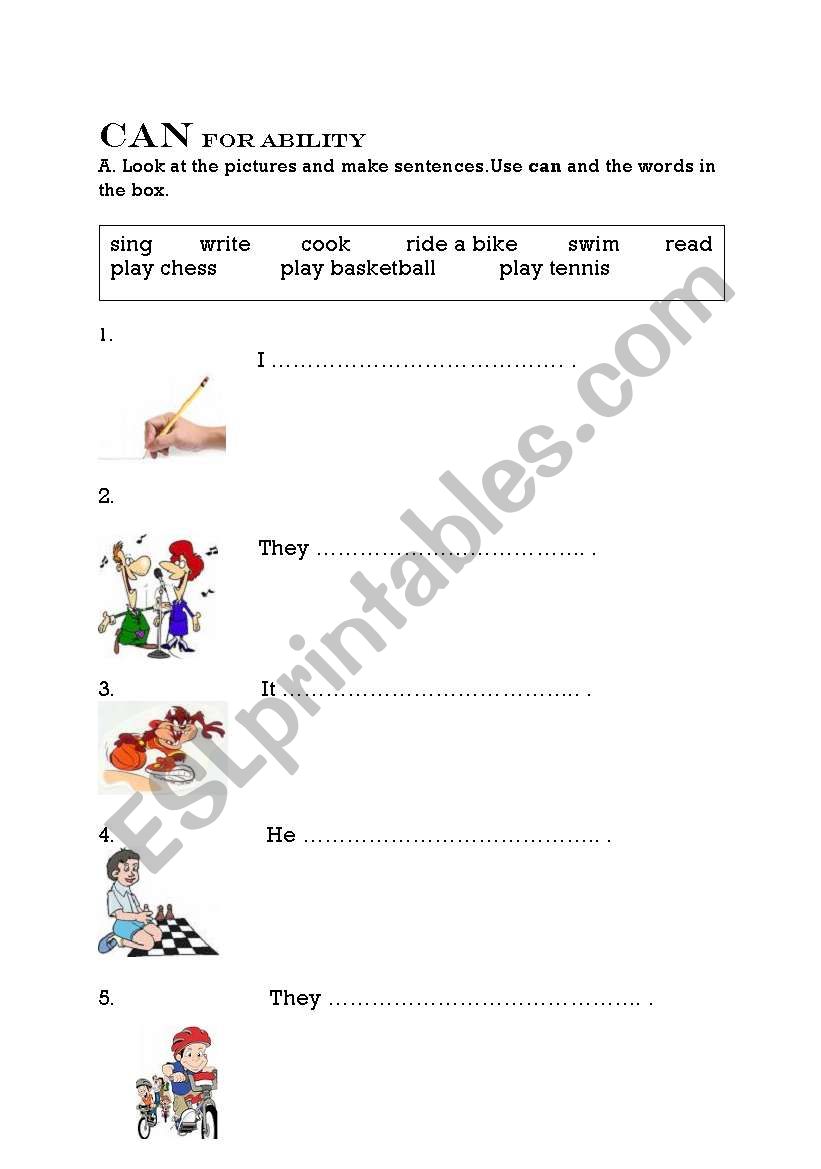 can for ability worksheet