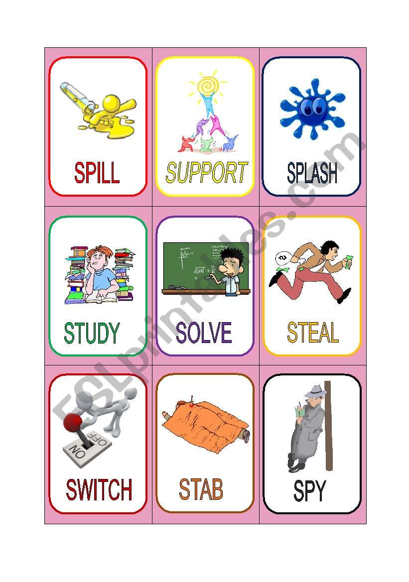 VERB CARDS 22 worksheet