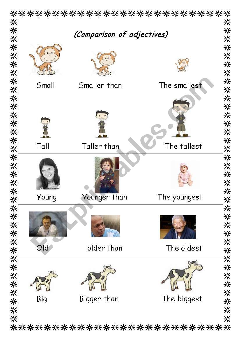 Comparison of adjectives worksheet