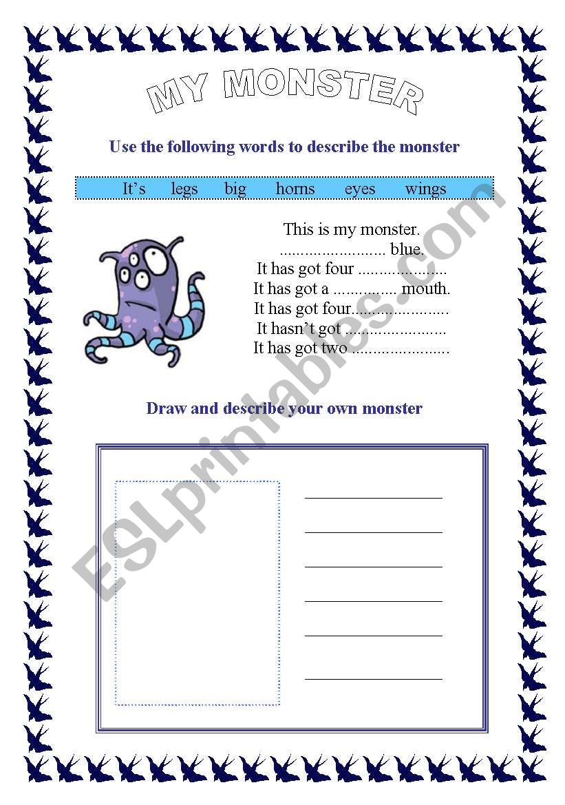 My monster worksheet