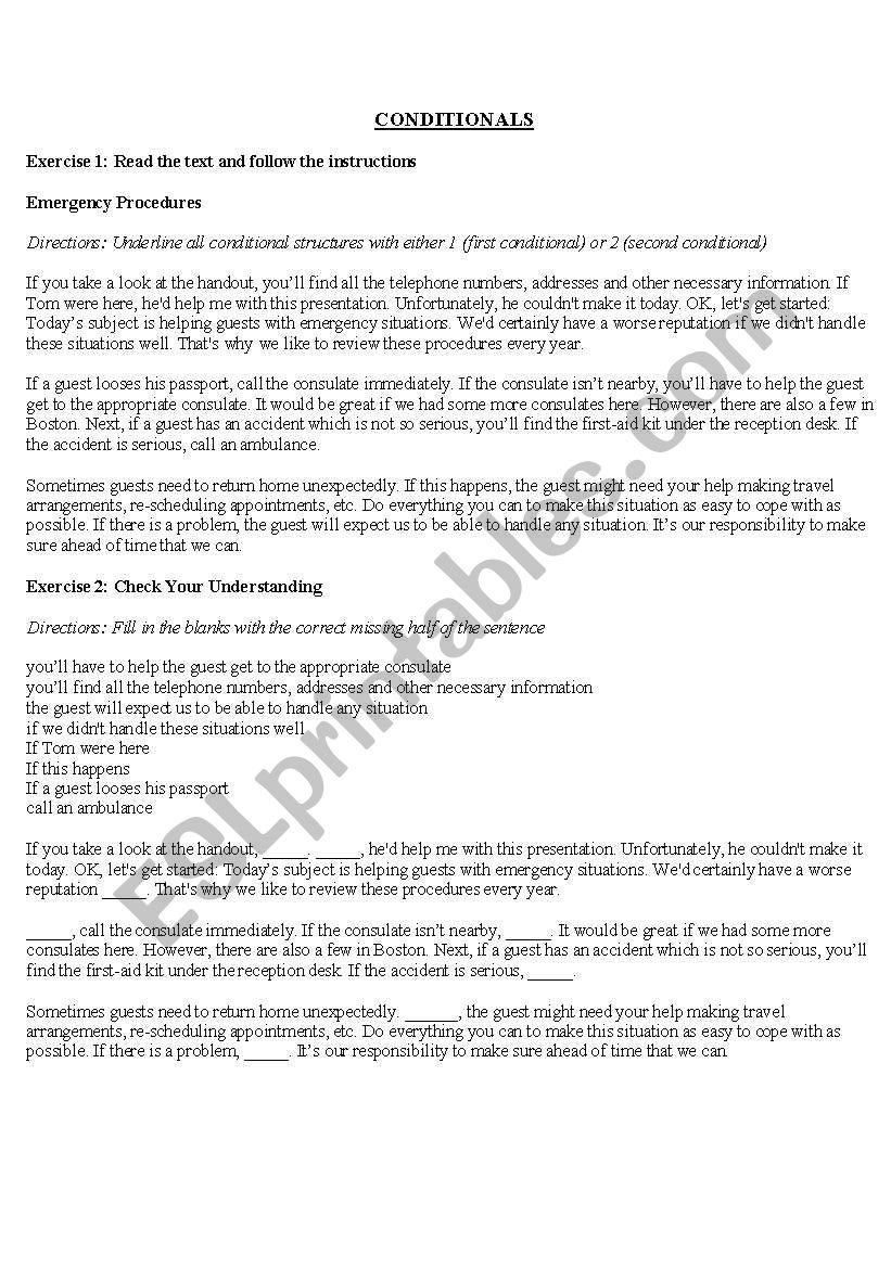 Conditionals worksheet