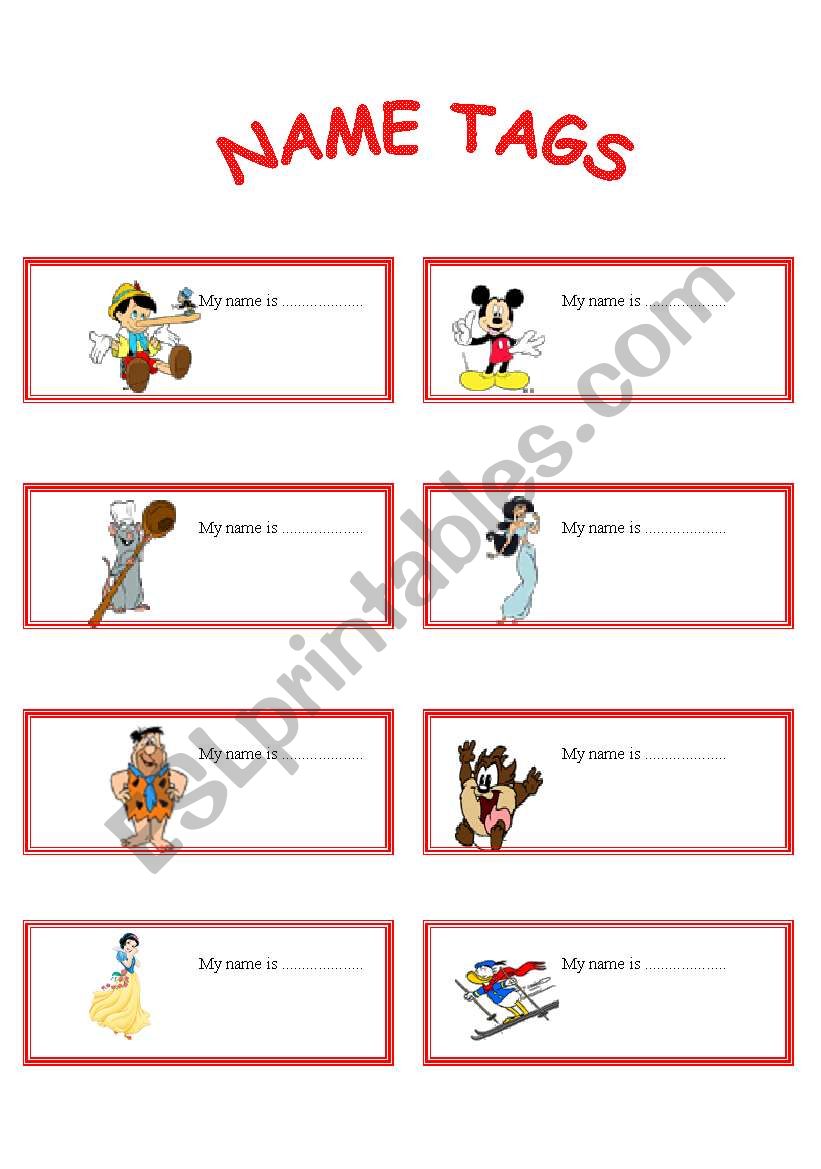 NAME TAGS worksheet