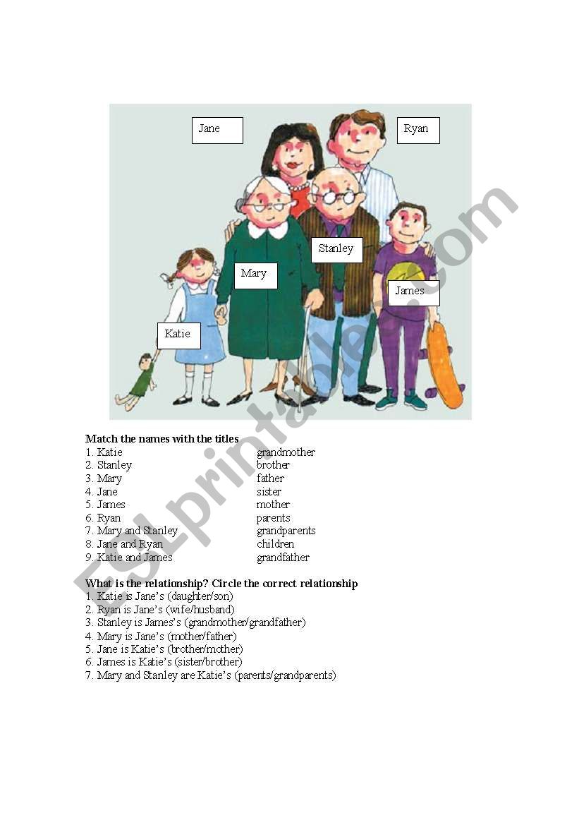 Family Matching worksheet