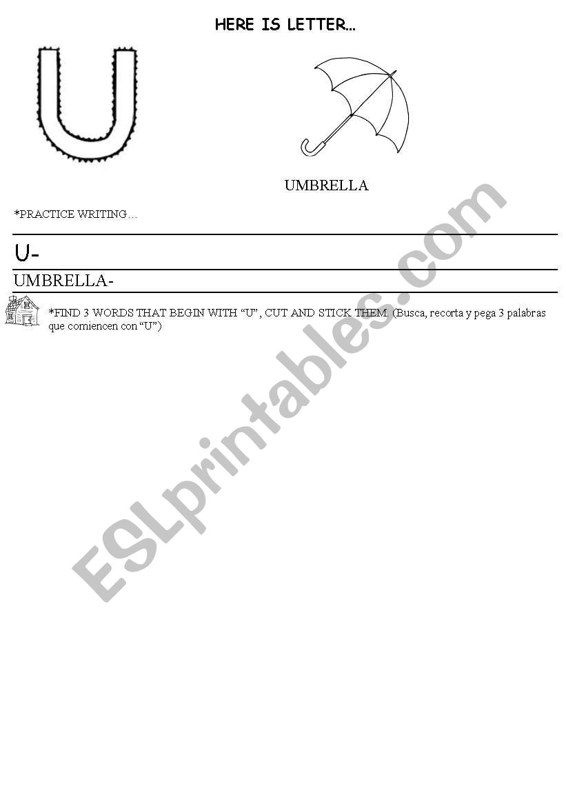 Letter U worksheet