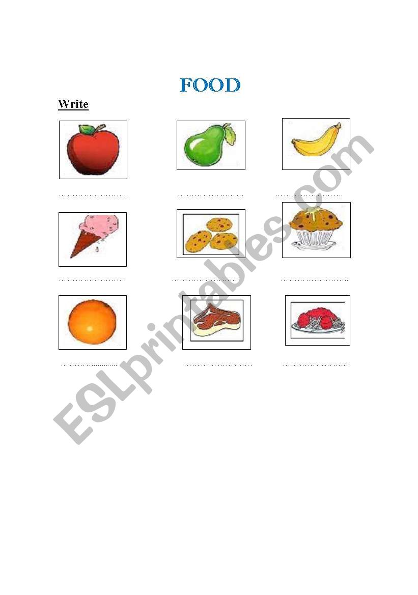 Food worksheet