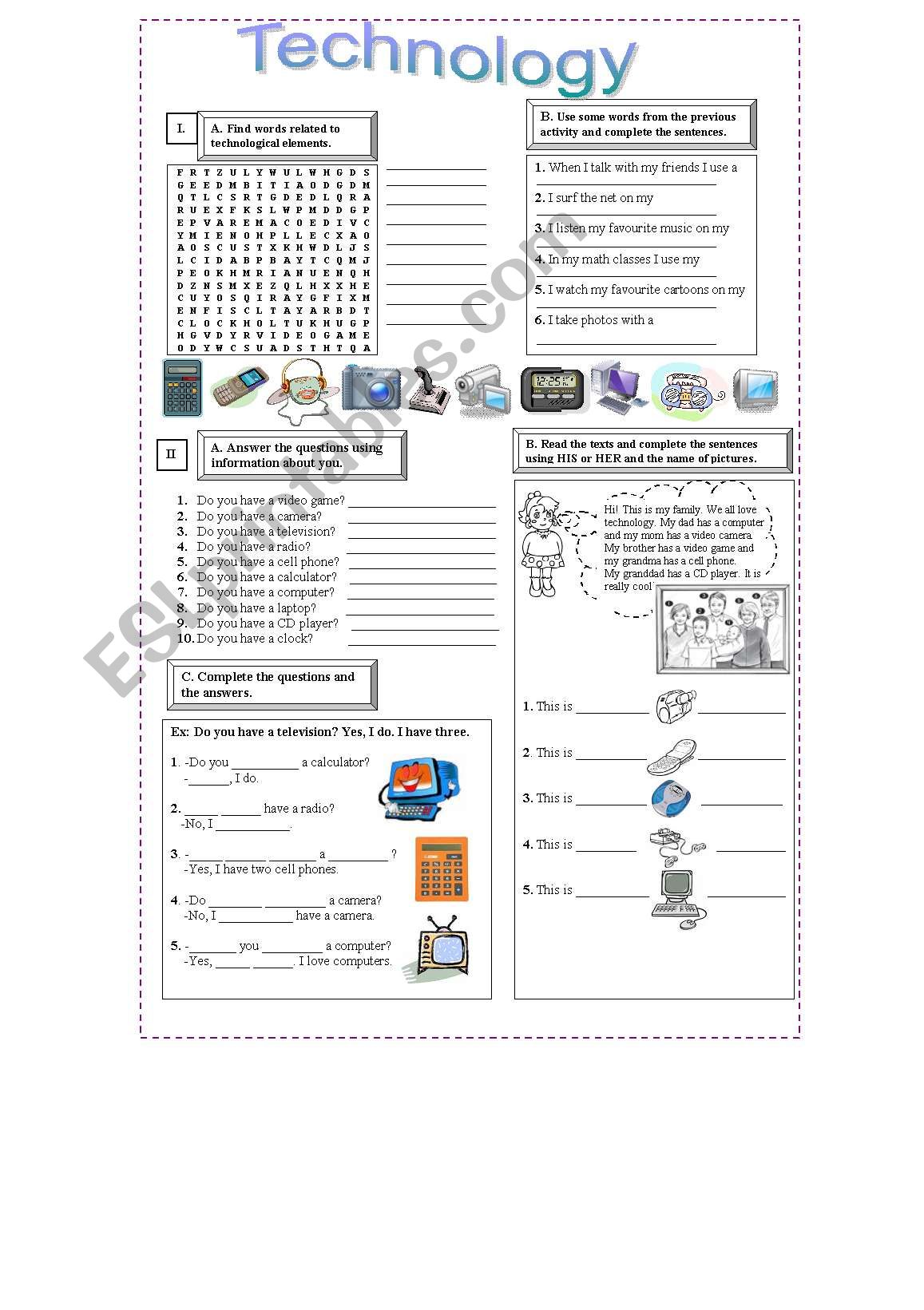 technology worksheet