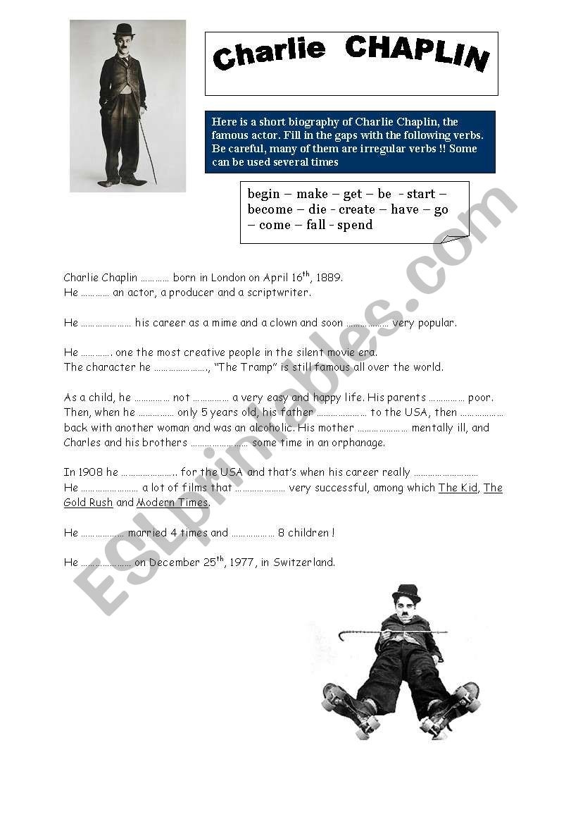 CHARLIE CHAPLIN worksheet