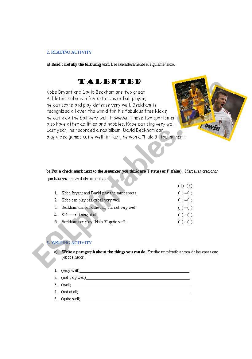 Can for skills and abilities worksheet