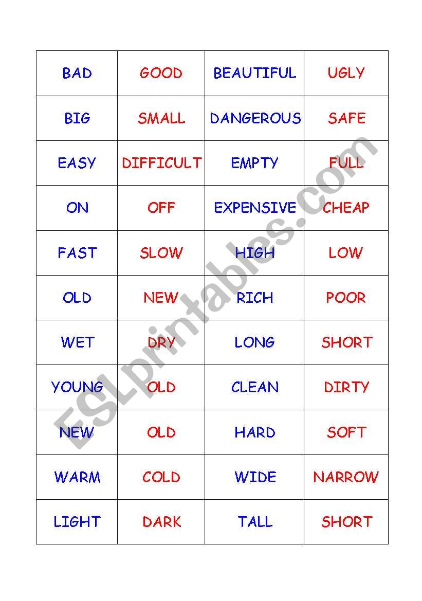 Opposites  worksheet