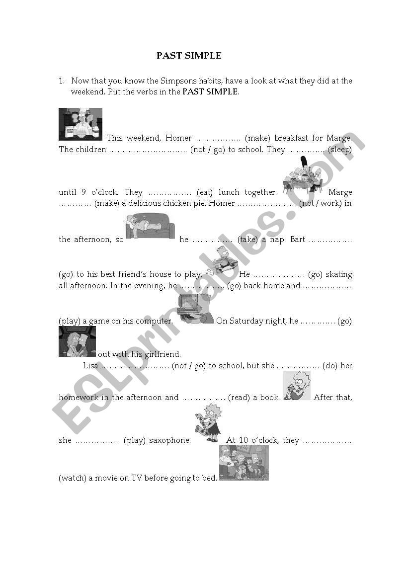 Past Simple (The Simpsons) worksheet