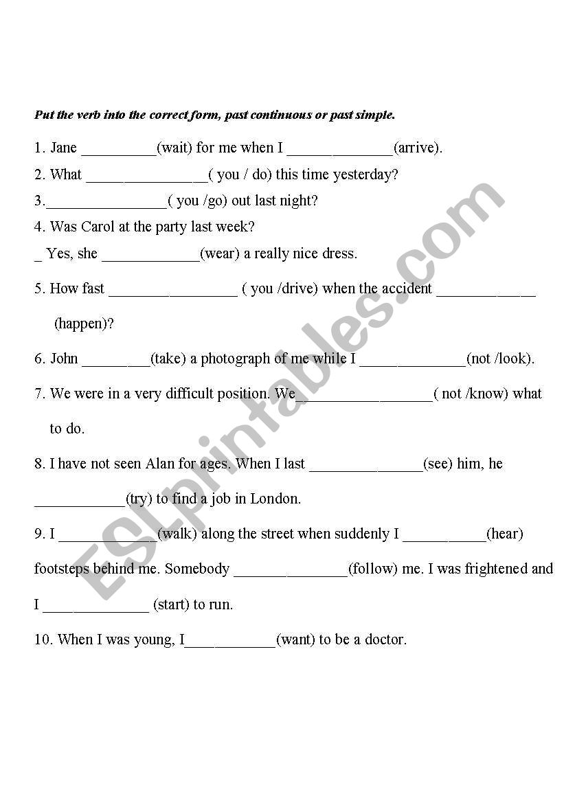 tenses worksheet