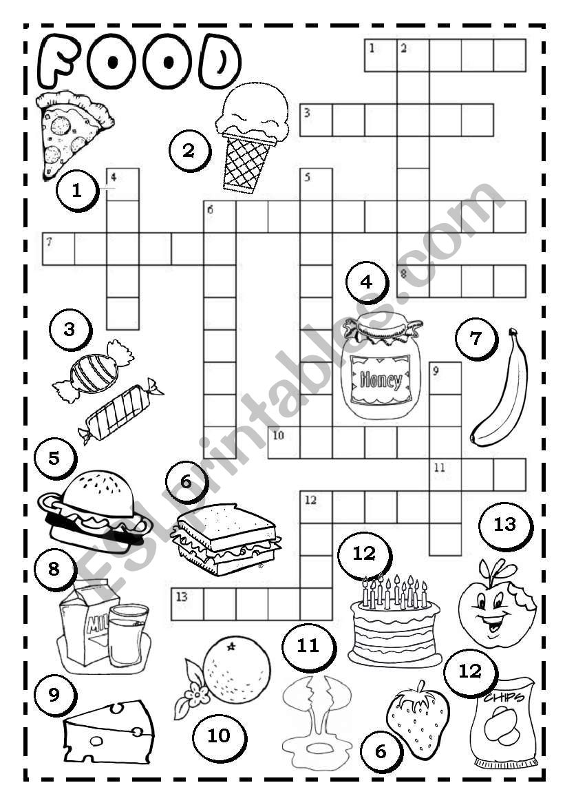 FOOD CROSSWORD worksheet