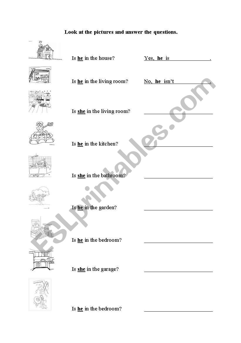 rooms in the house worksheet